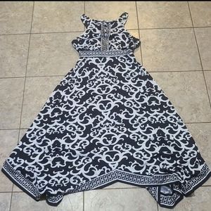 Black and white long halter dress